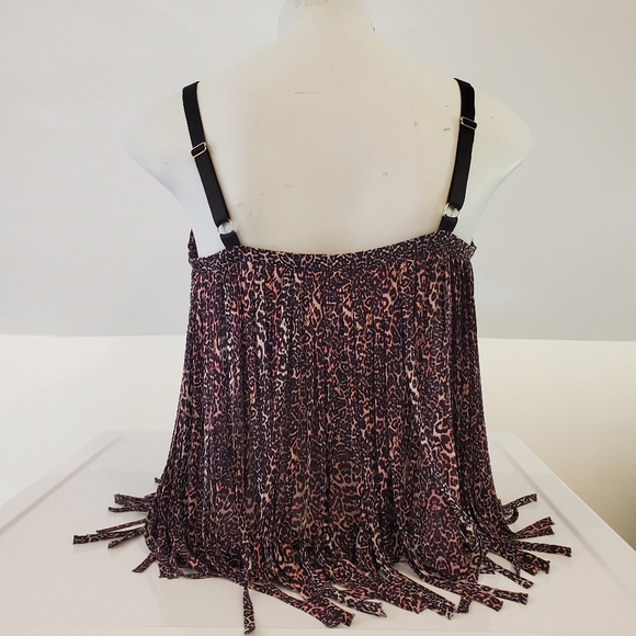 Marciano Cheetah Print 90s Fringe Camisole Top - Picture 4 of 9